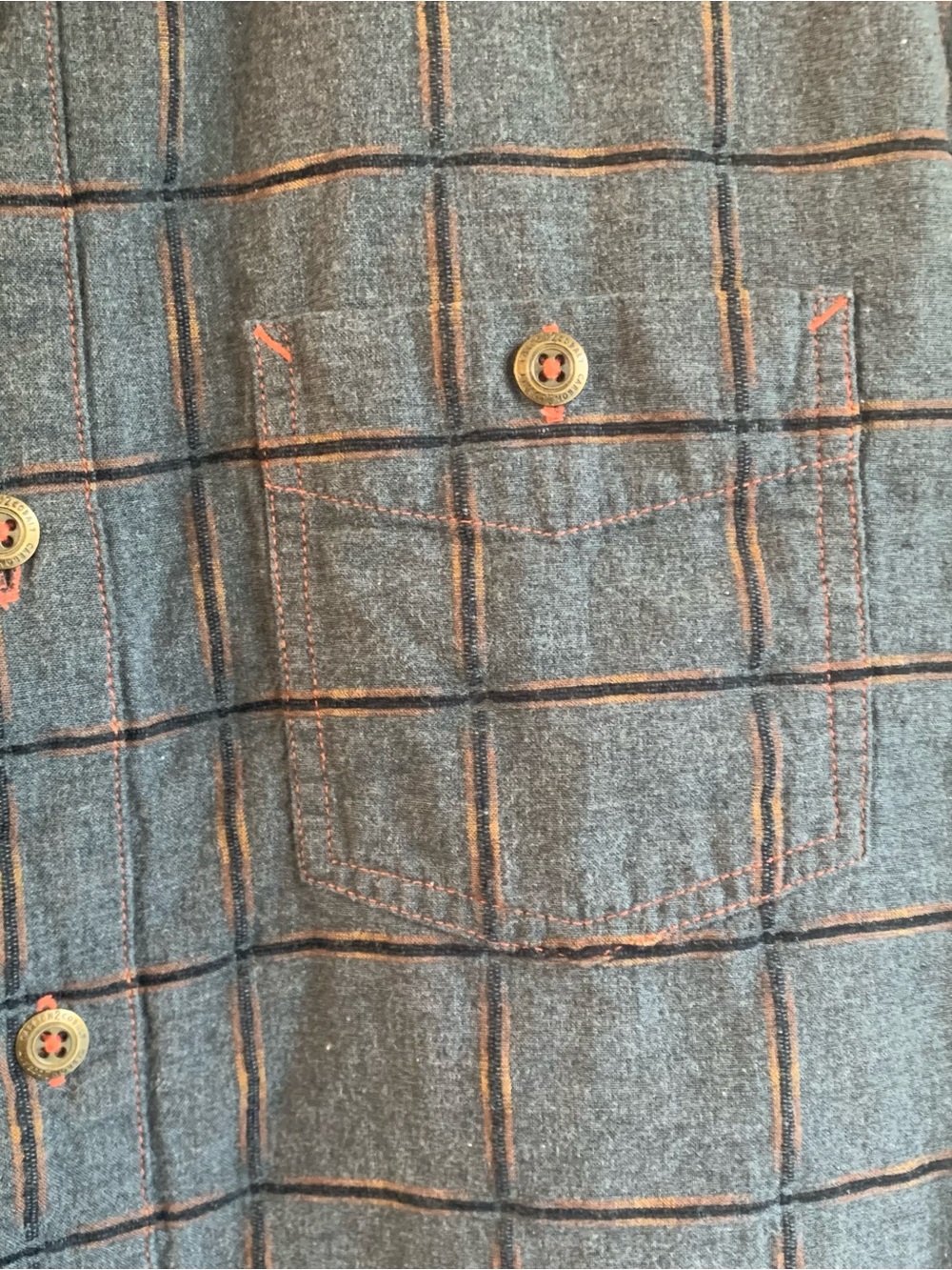 Carbon2Cobalt Gray Plaid Button-Down Shirt Men's Large Orange Accent - Picture 5 of 6